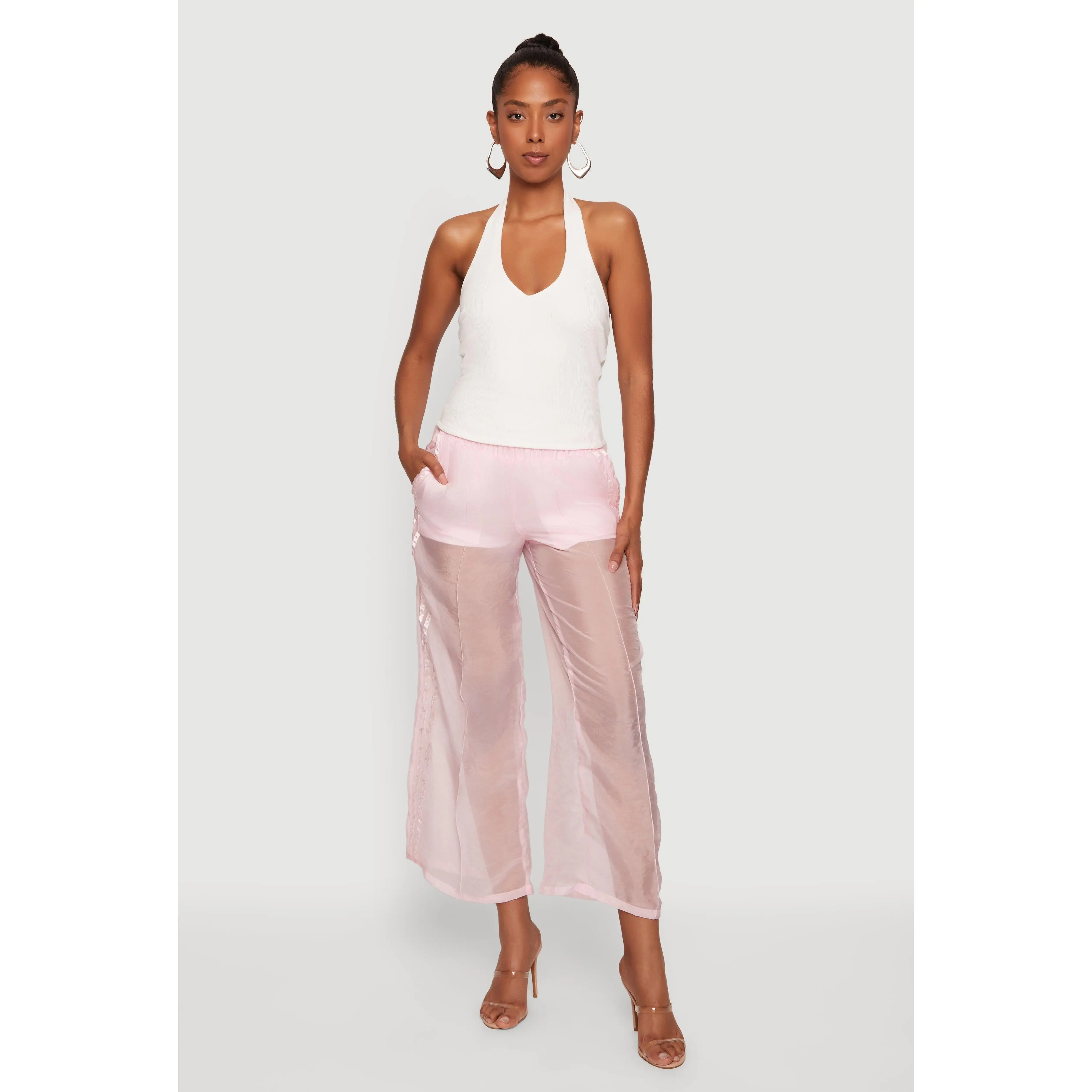 Organza Varsity Stripe Straight Leg Pants