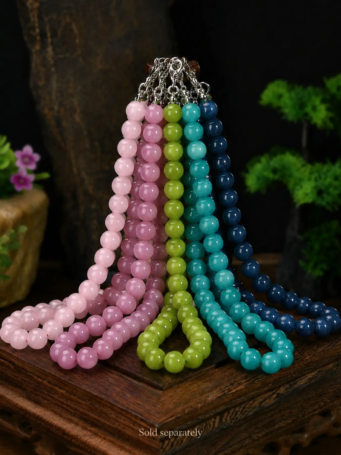 1pc Natural Stone Round Bead Long Necklace, Colorful Statement Jewelry for Women, Classic Statement Necklace, Decorative Beaded Necklaces