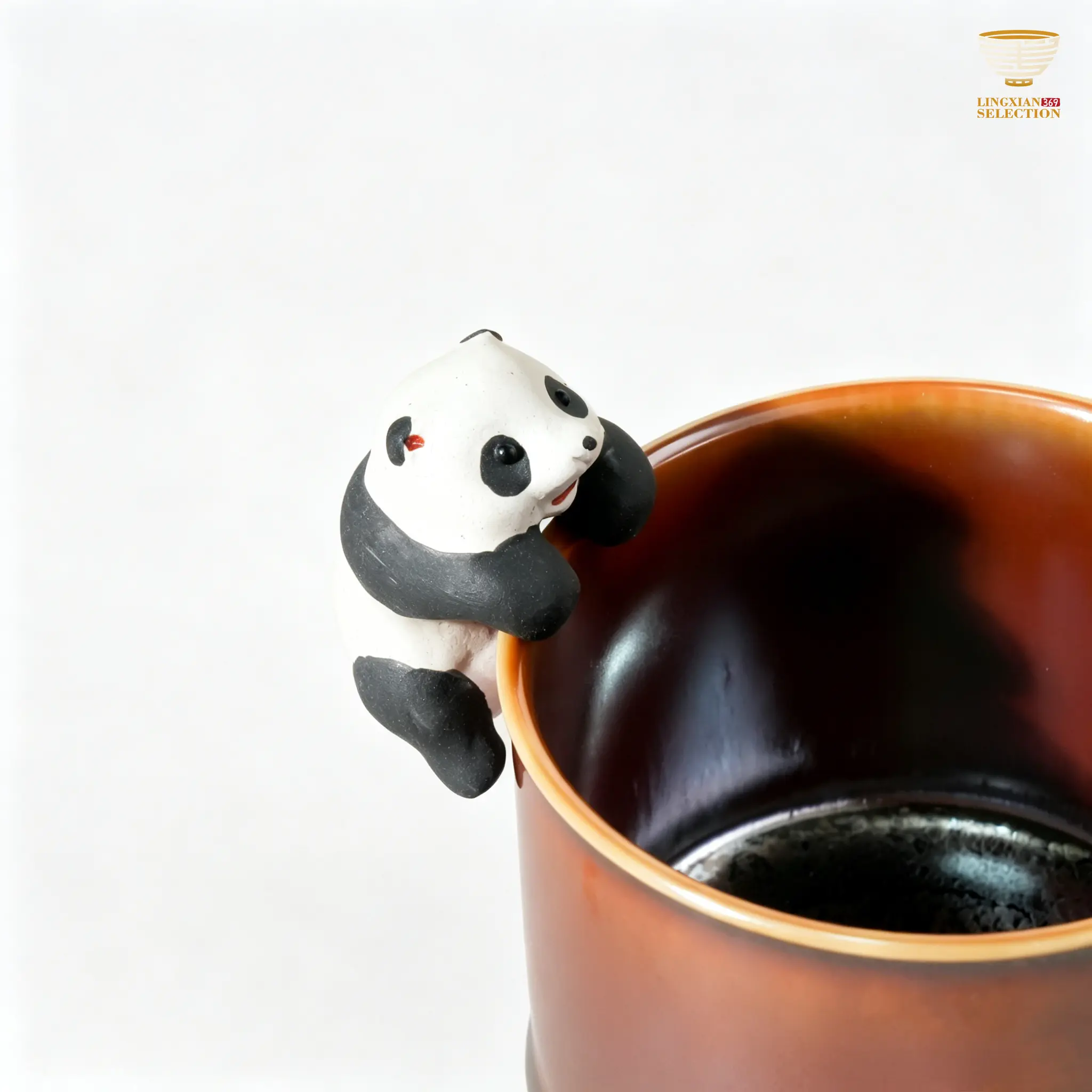 Handmade Purple Clay Panda Cup Pendant, Cute Collectible Accessories, Cultural Porcelain Collectible Charm C016, Cute Accessories