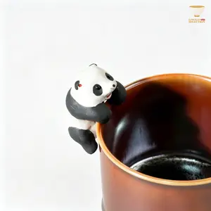 Handmade Purple Clay Panda Cup Charm C016