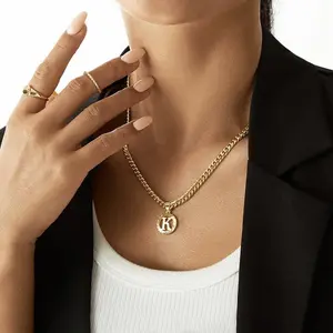 Custom A-Z Initial Gold Cuban Link Necklace – Personalize Your Style with Any Letter, Unisex Bold Design