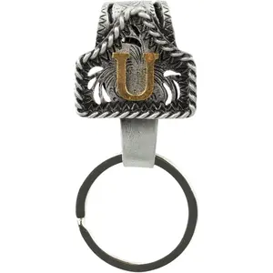 Vintage Western Cowboy Letter Keychain,Handmade Metal A-Z Initial Key Chain Clip,Personality key holder for Pocket&Bag