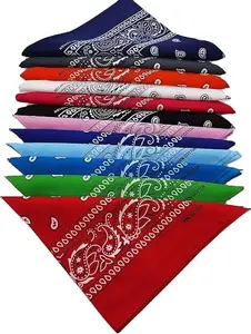 100% Cotton Fine thick Bandanas/Fashion Scarf for Men & Women Paisley printed 22 inches