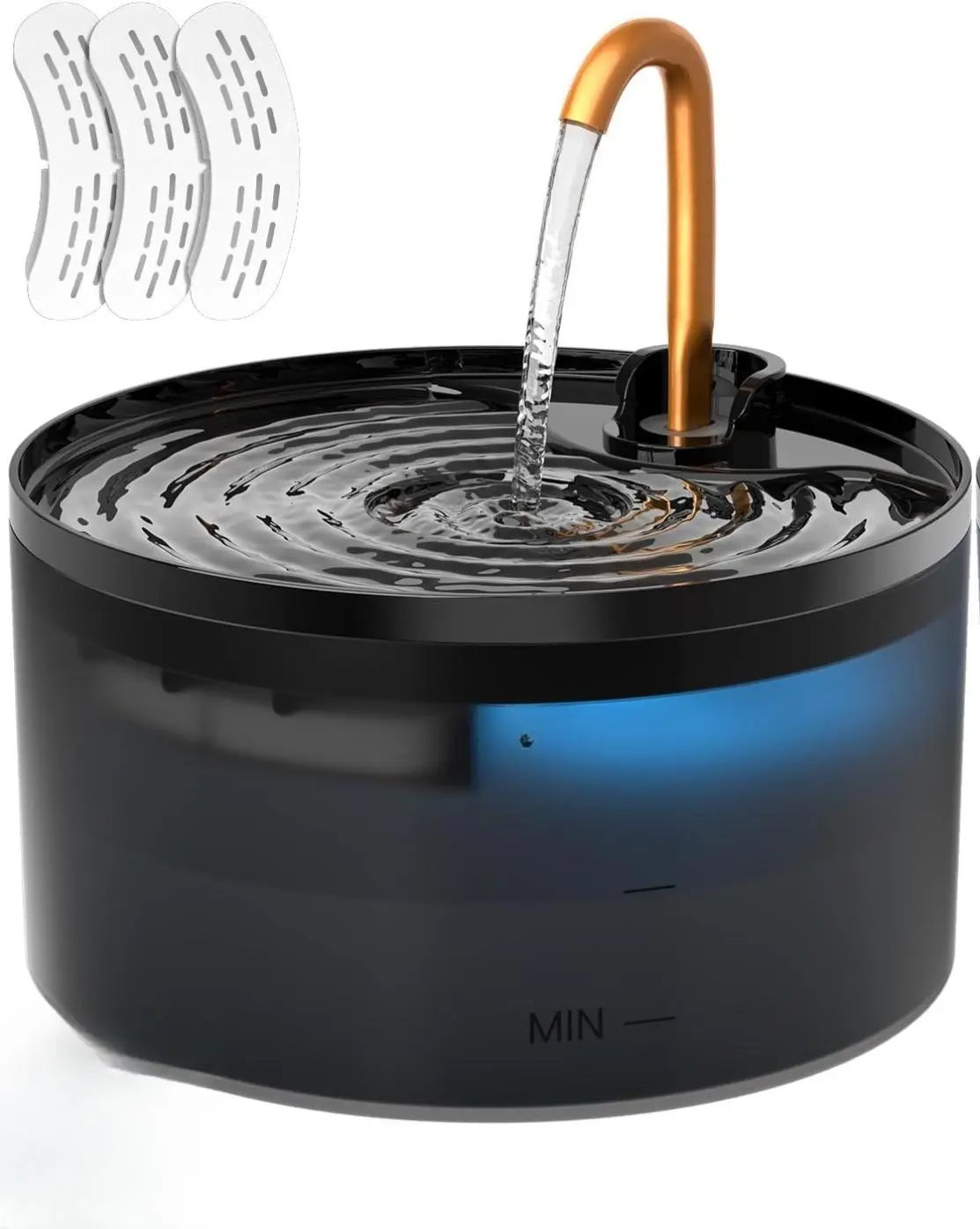 Cat Water Fountain, 71oz/2.1L Cat Fountain for Drinking with Copper Faucet, MISFANS-Designed Pump & Filter, Plastic Automatic Pet Water Fountain Bowl