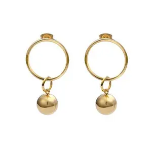 Stately Steel Ball Hoop Dangle Earrings