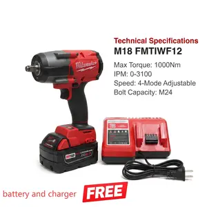 Milwaukee M18 1000Nm High Torque Impact Wrench Free Battery Charger