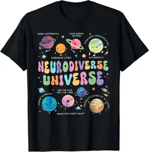 Neurodiverse Universe Shirt for Men Women Special Education Teacher Tee Autism Awareness Christmas Birthday Gift Casual Menswear