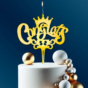"CONGRATS" Food-Safe Gold Cake Topper Candle – Elegant and Reusable Decoration for Birthdays, Astrology-Themed Parties, and Celebrations