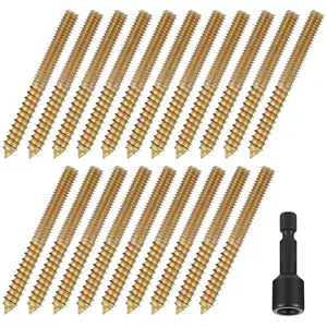 20 Pack 5/16-18 x 3 Inch Hanger Bolts Double Headed Bolts with Driver Self Tapping Screw Threaded Rod Screws for Furniture Double Headed for Wood Furniture Joint