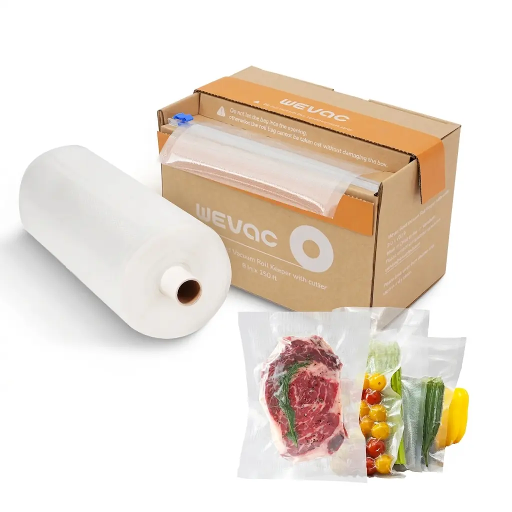 Wevac BPA-Free Vacuum Bag Roll with Cutter Box - 3 Mil, Kitchen Food Preserving Container Roll