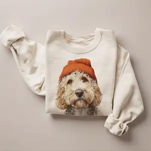 Retro Cockapoo Wearing Beanie Vintage Dog Sweatshirt Vintage Unisex