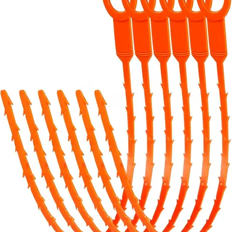 20 Inch 6-Pack Barbed Plastic Drain Clog Remover - Easy-to-Use Hair Catcher for Shower, Kitchen, Bathtub & Bathroom Pipes Cleaning