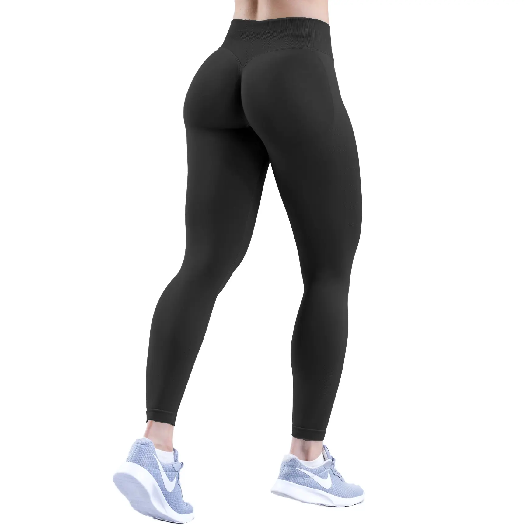 DENFY Impact Leggings Tummy Control Scrunch Butt Lifting Fitness Workout Yoga Gym Pants for Women Black