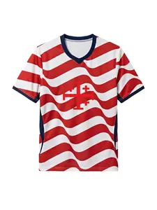 This V-neck athletic T-shirt features a wave-stripe design and is crafted from quick-drying mesh fabric. It is the ideal choice for proud Georgians seeking casual everyday wear or sports-themed outfits!