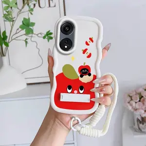 1 Piece A58x Depressed Apple Business Ready Flexible Suitable For OPPO A58x Case With Non-Slip With Lanyard And Stand