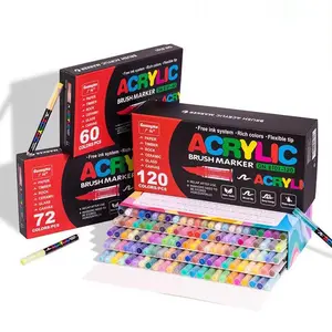 Acrylic Paint Marker Set, 1 Set Fine Tip Paint Marker Pen, Art Brush Marker Pen Set, Art Supplies for Drawing Painting, Journaling & Art Projects, Art Markers Set