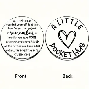 Stainless Steel Pocket Token with Inspirational Message, Heart Shape Encouragement Gift for Women, Best Friends, Long-Distance Relationships, Decor