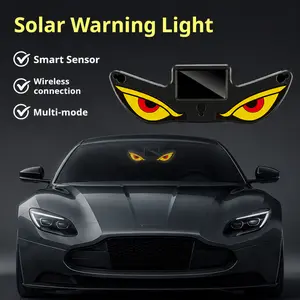 Car Rear Window Dynamic LED Display – Vampire Devil Eye Emoji Panel, Solar & USB Rechargeable Auto Decorative Light for Night Driving, Car Meet & Road Show