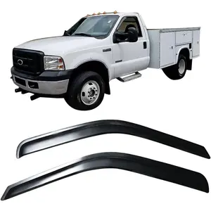 Tape On External Window Visor, Compatible with 1999-2016 Ford F250 F350 F450 F550 Superduty Standard Cab, Tinted Acrylic Side Window Wind Deflector Rain Guards