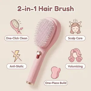 Adjustable Hair Massage Comb, One-Touch Clean Tangled Hair, High Crown Hairstyle Comb, Ergonomic Handle, Anti-Static Design, Daily Hair Care
