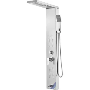VEVOR Shower Panel System, 5 Shower Modes, LED Shower Panel Tower, Rainfall, Waterfall, 2 Body Massage Jets, Tub Spout, Handheld Shower Head with 59 Hose, Stainless Steel Wall-Mounted Shower SetVEVOR Super Brand Day