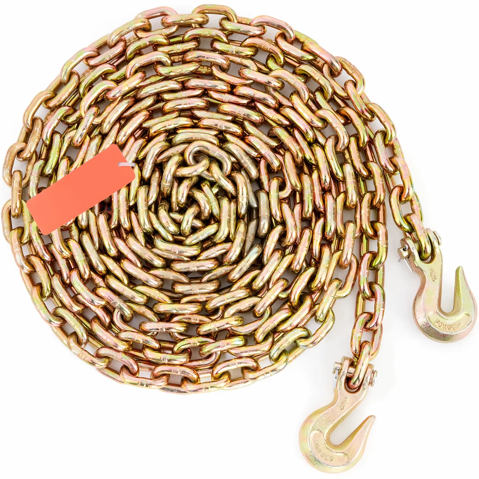 Happybuy Transport Binder Chain, 7100 Lbs Working Load Limit, 3/8'' X 20' G80 Tow Chain Tie Down With Grab Hooks, DOT, Galvanized Manganese Steel For Dock, Factory, And Construction Sites
