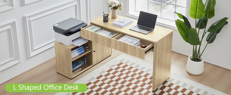 Giratree Modern Computer PC Desk Table with Storage, Corner L Shaped Desk with Drawers, Home Office Desk for Bedroom and Small Space, for Writing, Executive, Study, Work, Vanity