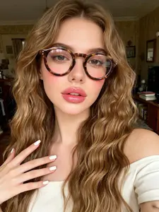 Women's Fashion Round Frame Glasses for Travel, Daily Use, Photography, Music Festivals, Parties, Reading, Unique Style