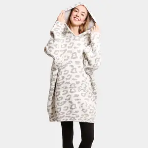 Super Soft Leopard Patterned Hoodie Blanket