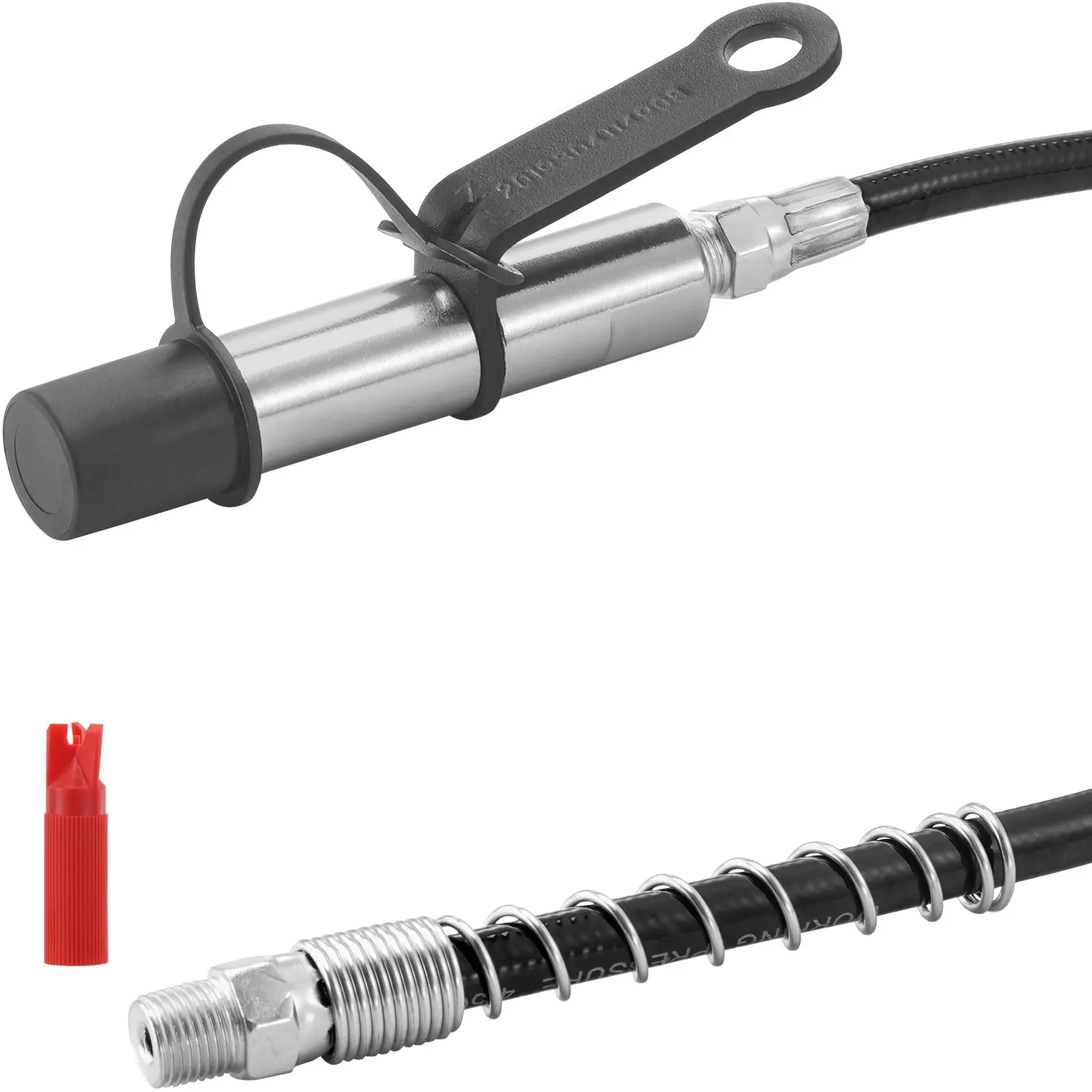 【BackToSchool】VEVOR Steel Grease Gun Coupler, 10000 PSI High Pressure, 3-Jaw Locking Quick Release Tip, 0.62" Diameter, 3.54" Length, with Hose/Zerk Fittings Cleaner/Leak-Proof Cap, 1/8" NPT, Ultimate Compatibility for All Grease Guns & Refueling Tasks