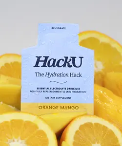 HackU The Hydration Hack Orange Mango Essential Electrolyte Drink Mix for Daily Replenishment & Skin Hydration Sugar-Free Bloat-Free