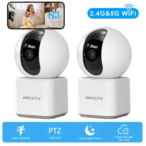ARCCTV APP Home Security Camera,5G&2.4GHz WiFi,Indoor Pet Camera,360°PTZ Auto Tracking,2-Way Audio,Night Vision,Compatible with Alexa (2 Pack)