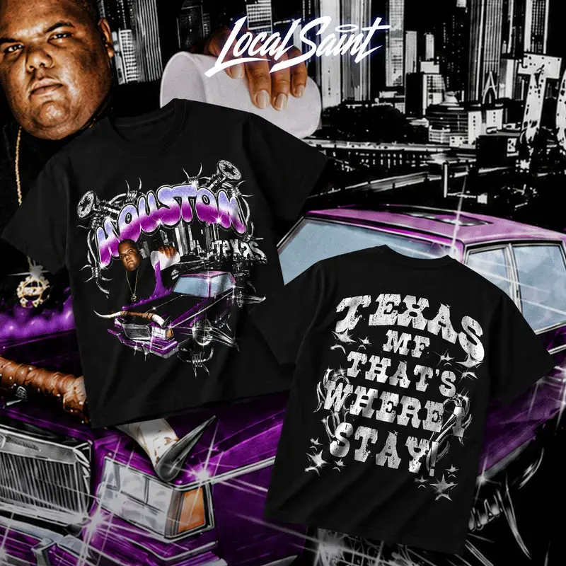 Houston TX That's Where I Stay Heavy Cotton Unisex Graphic T-Shirt Hoodie Houston Texas Screwed Up Click DJ Screw 713 Crewneck Tee, Vintage Streetwear Graphic T-Shirt Direct To Garment Breathable Print