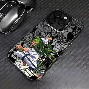 Luxury Cartoon Anime One  Roronoa Phone Case for iPhone 17 Air 16 15 14 13 12 11 Pro Max Plus   Anti-drop Frosted Back Cover Funda Gift, Anime Merchandise, Cartoon Design, Lightweight Cover, Character Phone Accessory