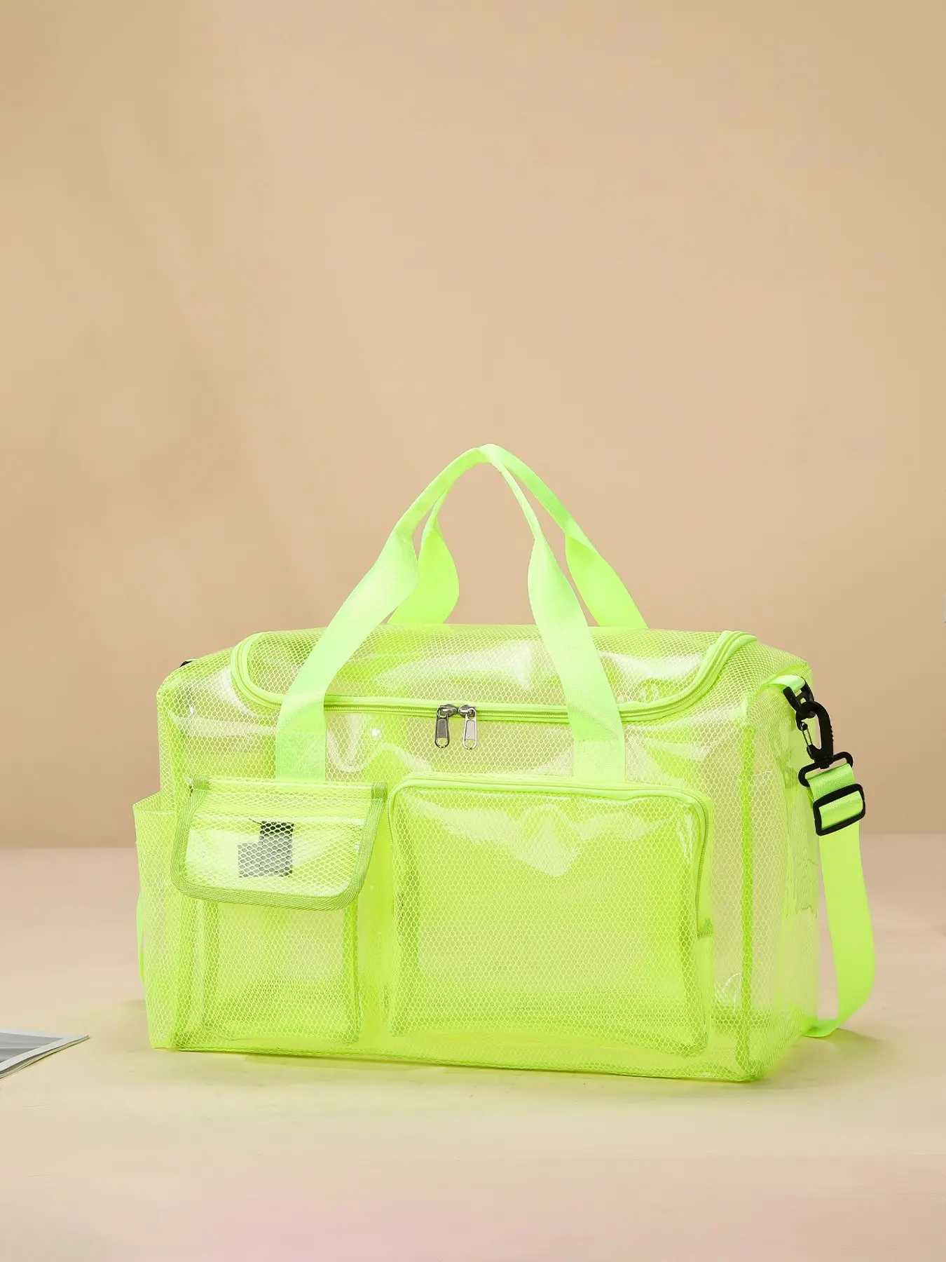 Women's Mesh Transparent Jelly Summer Casual Travel Bag, Daily Travel Bag, Sports Street Style, Multiple Pockets, Large Capacity, Ideal for Short Distance Travel, Fitness Beach Essentials, Travel Gym Bag