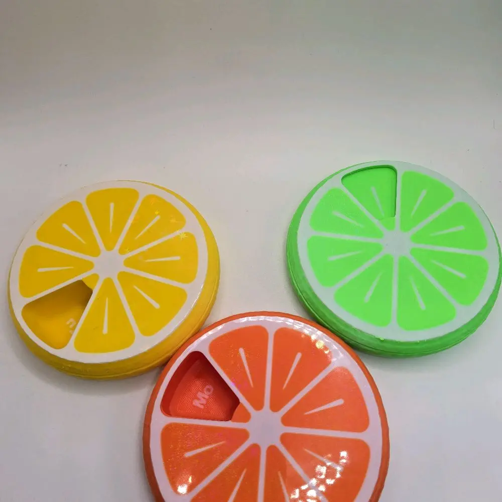 Sparkly Citrus Slice Pill Organizer - Daily Lemon, Fruit, Orange Themed Medicine Container for Healthcare Use