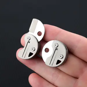 Titanium Alloy Coin Round Keychain Pocket Knife, Portable Carabiner Clip, Compact Folding Blade, Ideal Daily Carry & Holiday Gift, Survival Tool, Camping Knives