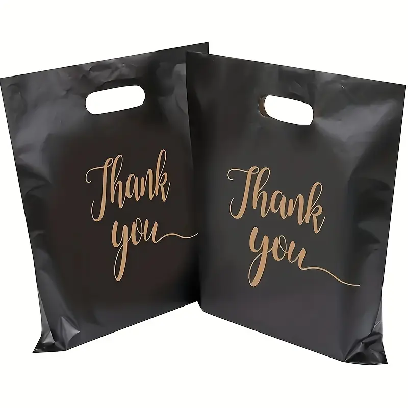 100pcs Reusable Plastic Shopping Bags, Reusable Grocery Bags, Perfect for Thank You Gifts, Parties, Stores, Boutiques, Elegant, Durable and Eco-Friendly
