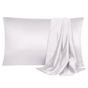 Unique Bargains 2 Pack Silk Satin Pillowcase for Hair and Skin, Cool, Silky, Soft Breathable Pillow Cases Standard Size 20x26 Inch Sateen Pillowcase Lavender Gray with Envelope Closure