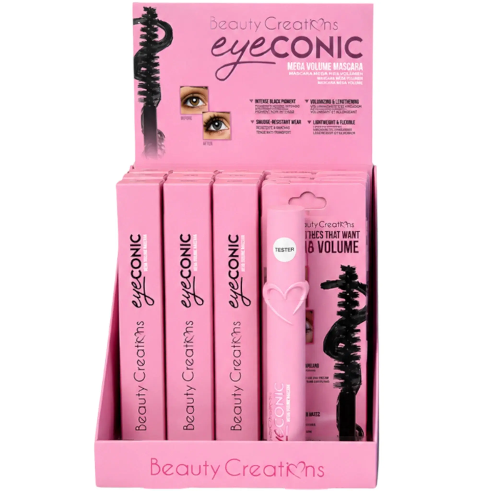 Beauty Creations Eyeconic Mega Volume Mascara - Wholesale Display 23 Units + 1 Tester (BCM-1D)