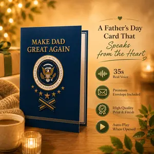 Funny Father's Day Talking Card for Dad – 35 Second Real Voice Greeting Card with Auto Play Sound, Unique Gift from Son Daughter Wife