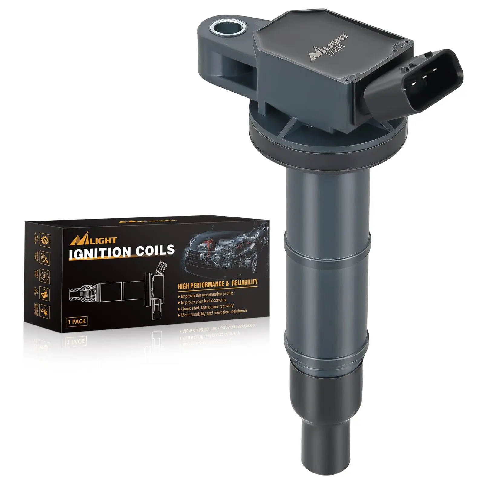 Nilight 4 Pins/Blades Ignition Coil Engine Parts (C1330,5C1299,90919-02244) - Automotive Replacement Car Parts for 2001-2007 Highlander,2002-2015 Toyota Camry,RAV4,Corolla,Matrix,Solara,2009-2010 Pontiac Vibe,Lexus & Scion Models, 2010-2015 Scion Xb