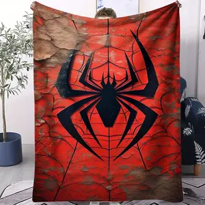 Spider Pattern Soft Warm Plush Blanket, Ideal for Teenagers and Adults, Perfect for Bed Sofa Car Room Decor, Single-Sided Print