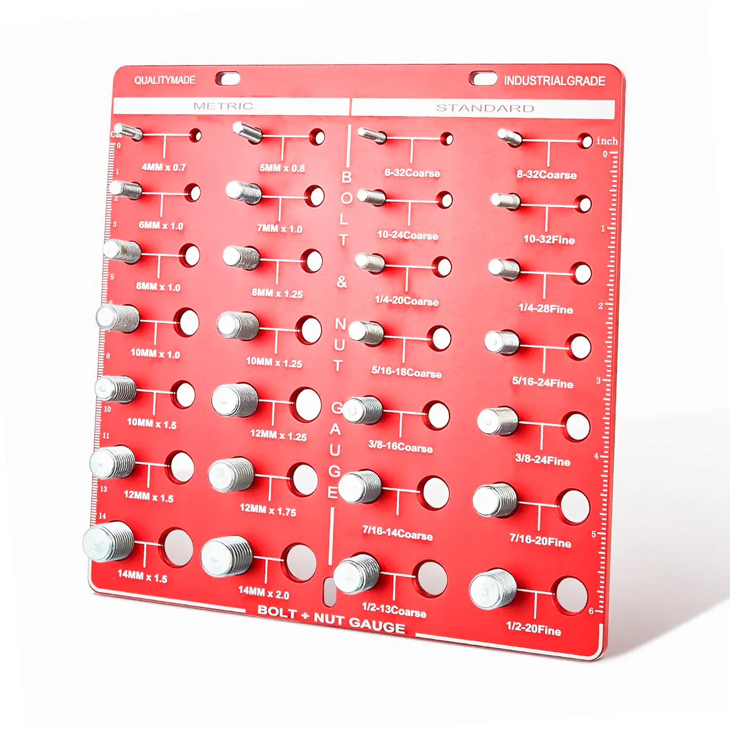 Nut and Bolt Thread Checker with 28 (14 Standard & 14 Metric) Bolt and Nut Gauge, Bolt Size and Thread Identifier Gauge