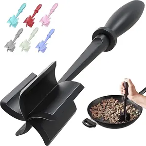 Meat Chopper Kitchen Tool for Ground Beef Hamburger Grinder Nylon Heat Resistant Potato Masher Mixing Tool Black