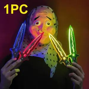 11.8inch Glow Katana Blue Luminous Acrylic Sword with Led Light Anime Cosplay Accessorie Costume Prop Plastic Original Samurai Sabre Ninja Knife Blade No Battery Bright Damascus Sword Real Full Size Japanese Katana Halloween Party Gift Cosplay Props