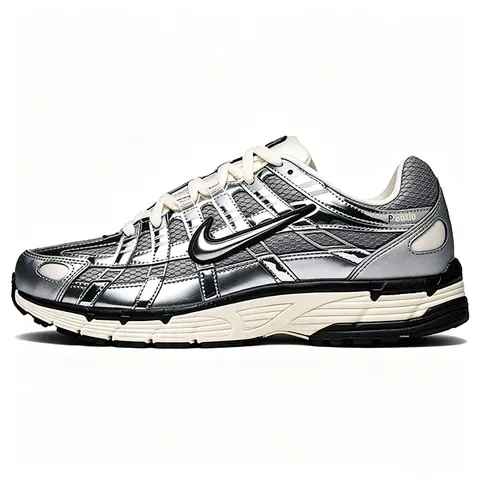 Nike P-6000 Metallic Silver Men's Retro Running Shoes