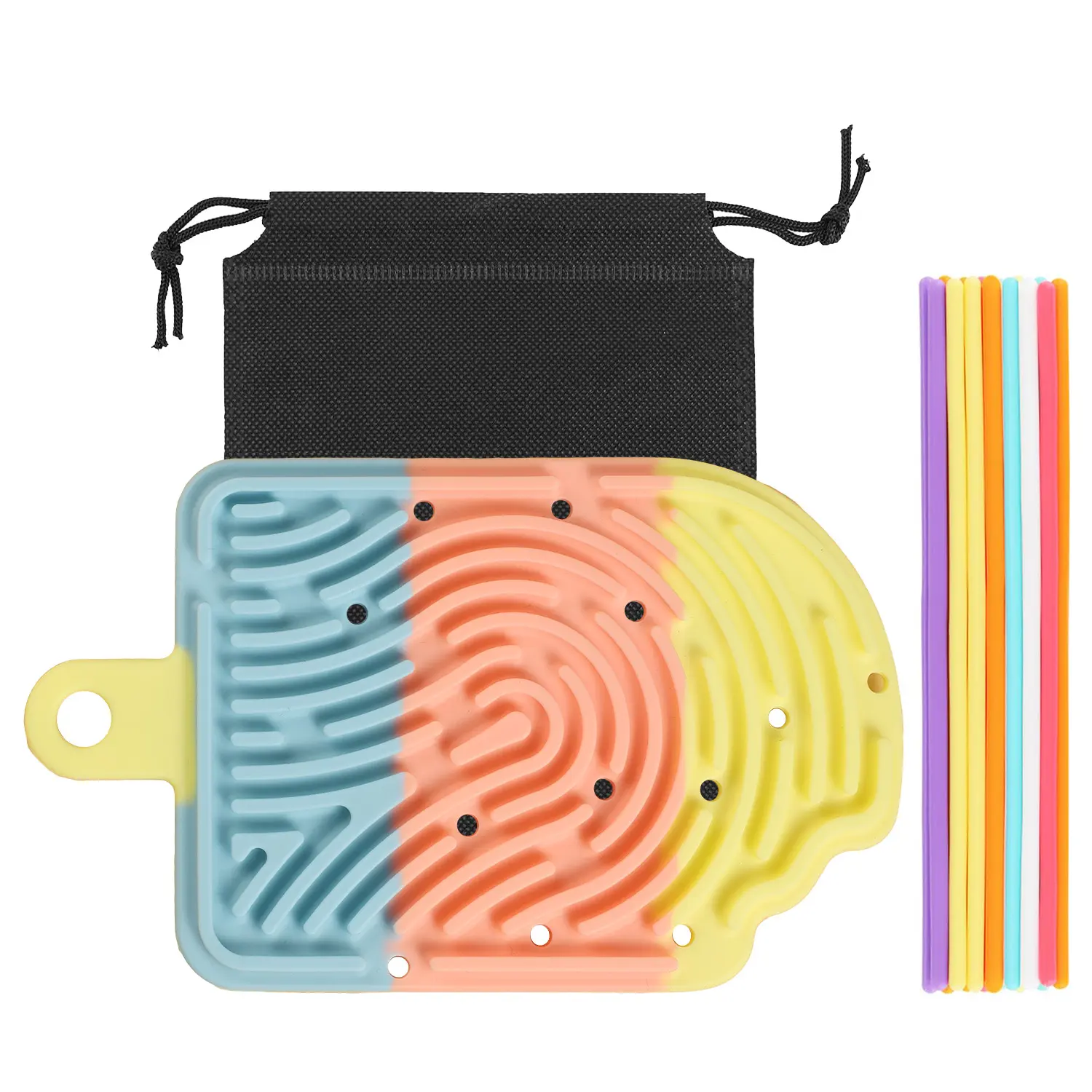 Sensory Activity Board Silicone Fidget Toy, Double-Sided Ice Cream Sensory Toys for Calming, Stress, Autism and ADHD | Portable with Travel Bag & 12 Strings |