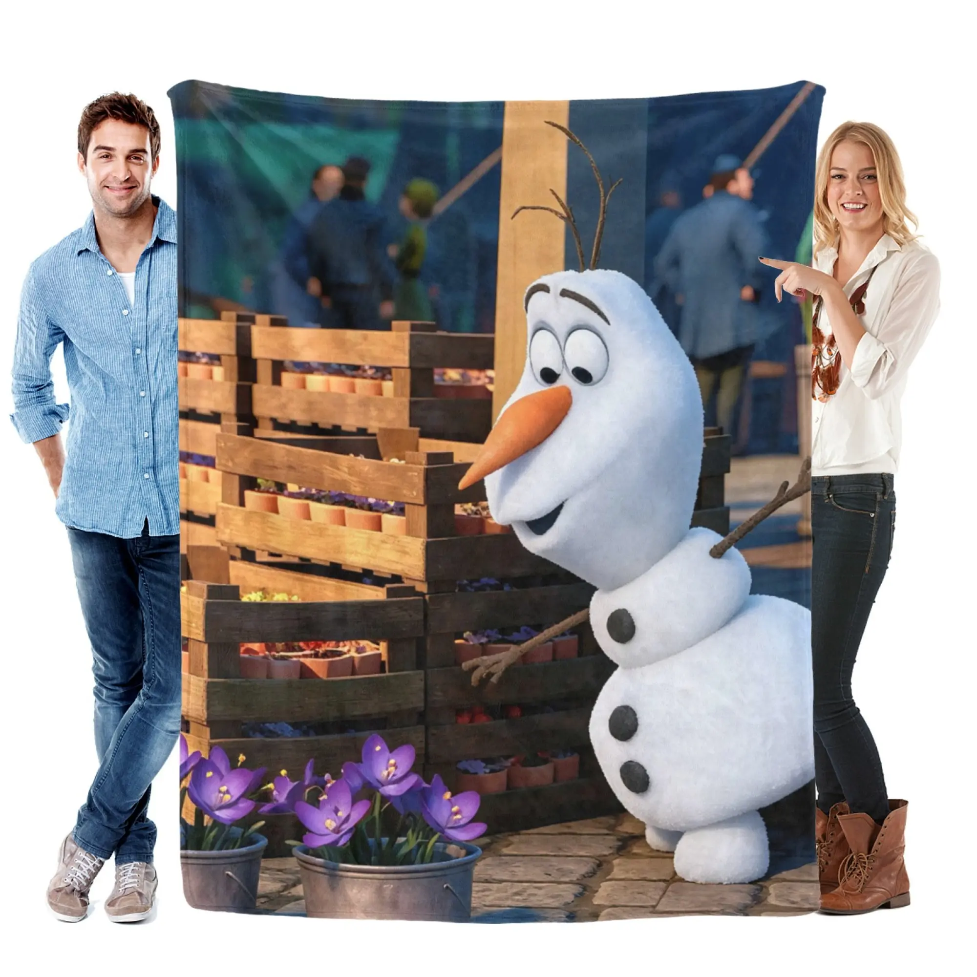 [SummerVibes] DISNEY CLASSIC Frozen Olaf Soft Flannel Blanket, Cinematic 2D Print Cozy Throw, Office Nap, Home Decor & outdoor sports multi-purpose blanket