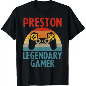 100% Cotton PRESTON Gift Name Personalized Funny Gaming Geek Birthday T-Shirt